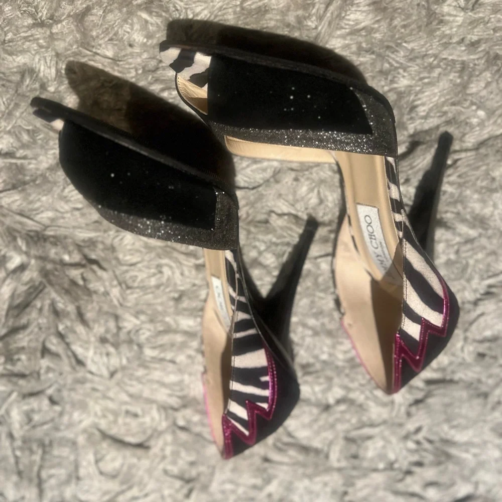 Jimmy Choo d’orsay Black and Pink Women's Peep Toe Heels Authentic - Picture 12 of 12